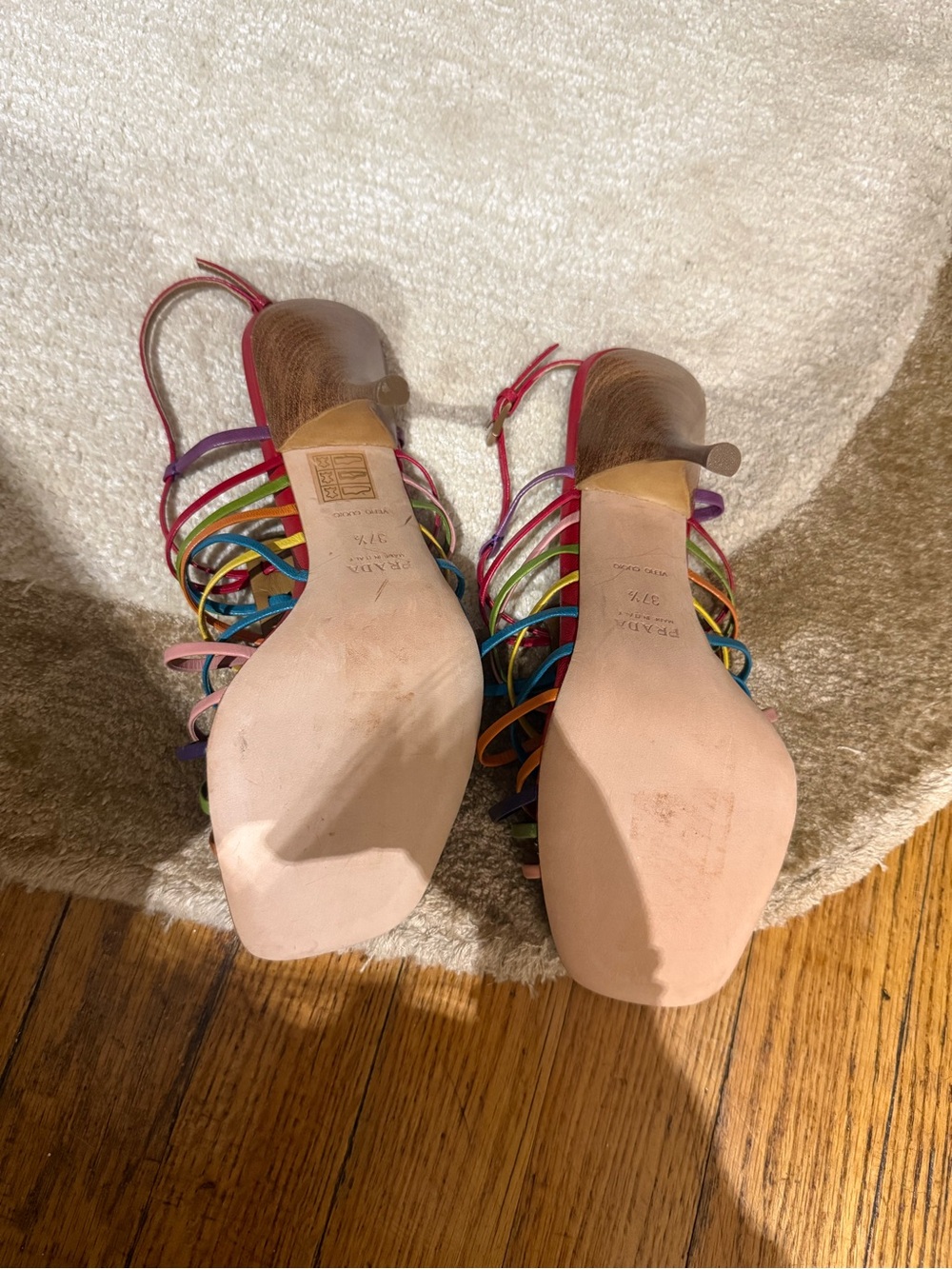 RARE Prada Rainbow Strappy Heels Sandals Vintage - Picture 8 of 8